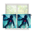Astronaut Floating Through Space Print Tier Curtains