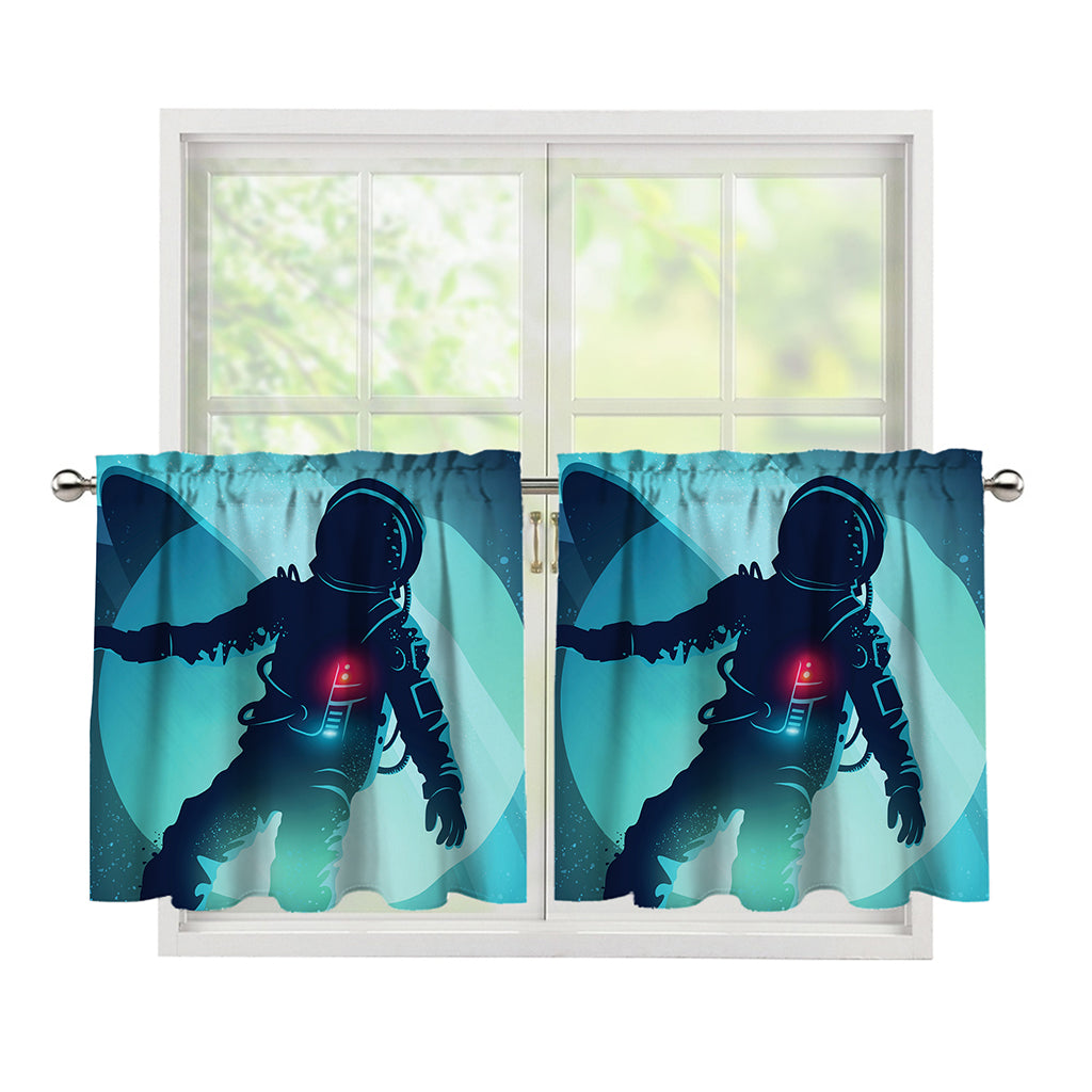 Astronaut Floating Through Space Print Tier Curtains