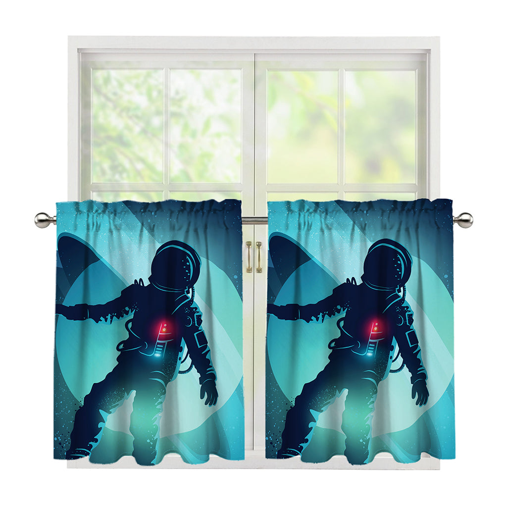 Astronaut Floating Through Space Print Tier Curtains