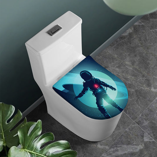 Astronaut Floating Through Space Print Toilet Lid Cover
