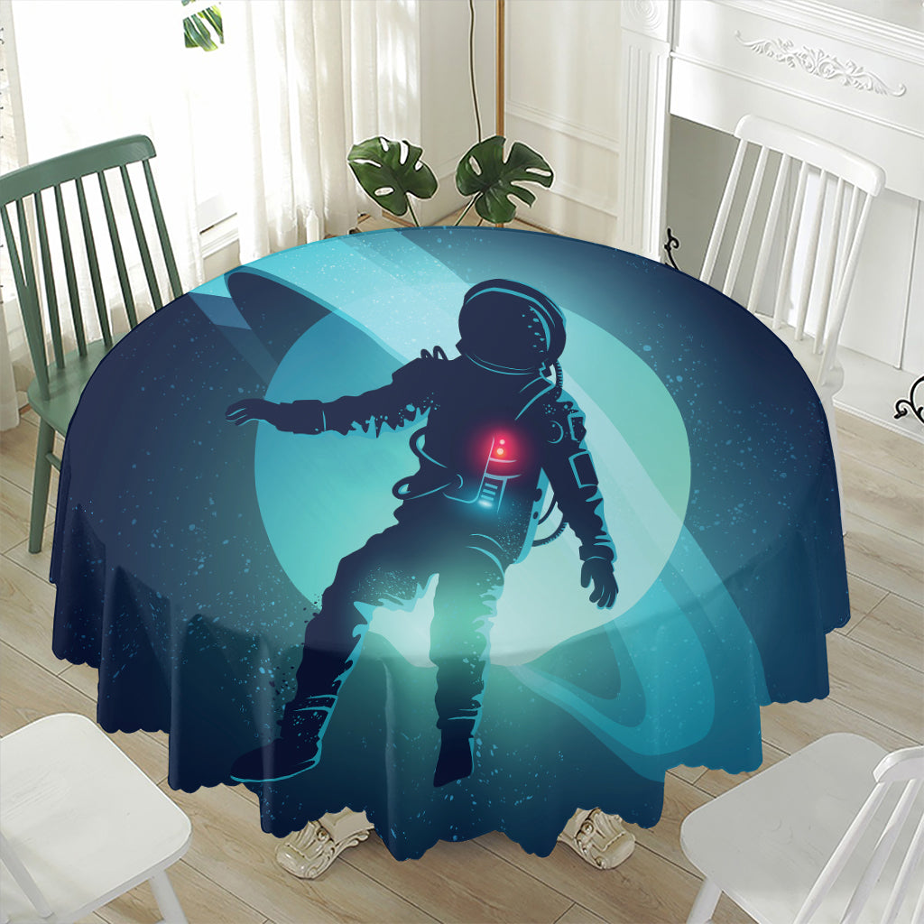 Astronaut Floating Through Space Print Waterproof Round Tablecloth