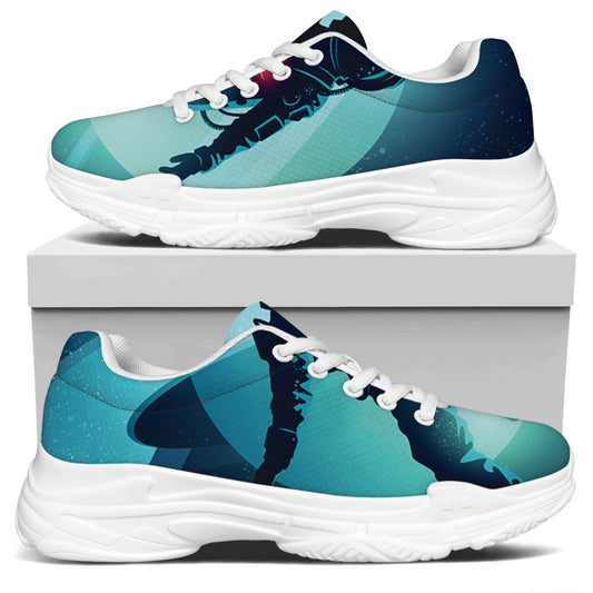 Astronaut Floating Through Space Print White Chunky Shoes