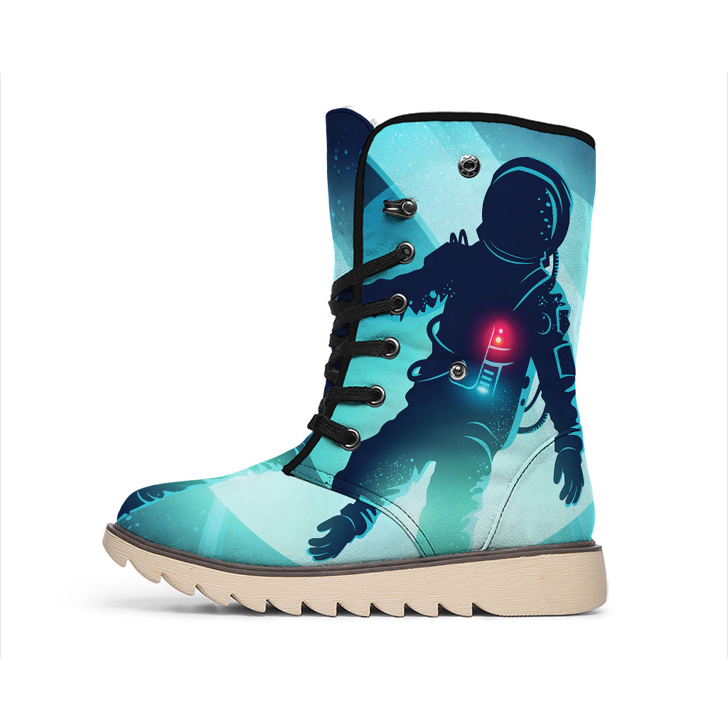 Astronaut Floating Through Space Print Winter Boots