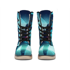 Astronaut Floating Through Space Print Winter Boots