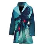 Astronaut Floating Through Space Print Women's Bathrobe