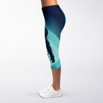 Astronaut Floating Through Space Print Women's Capri Leggings