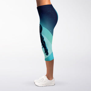 Astronaut Floating Through Space Print Women's Capri Leggings