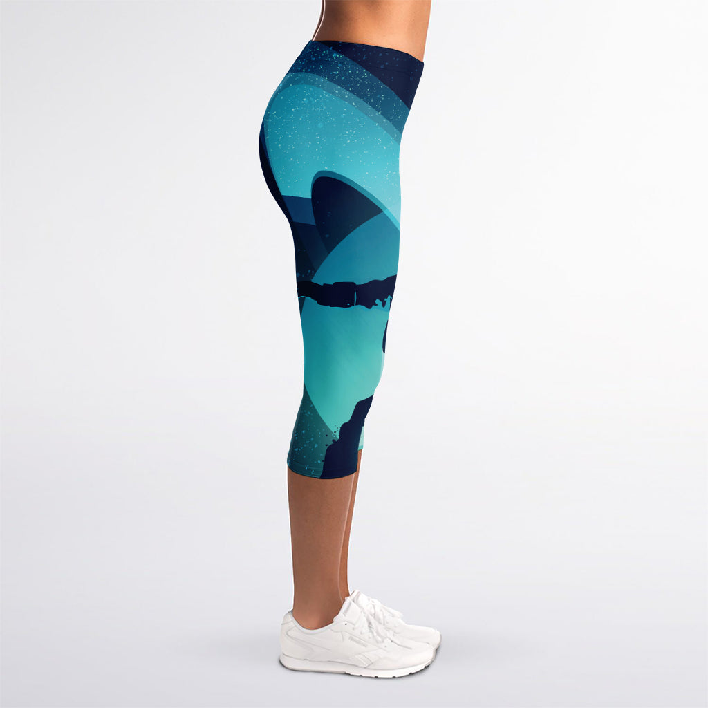 Astronaut Floating Through Space Print Women's Capri Leggings