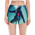 Astronaut Floating Through Space Print Women's Split Running Shorts
