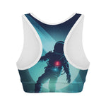 Astronaut Floating Through Space Print Women's Sports Bra