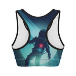 Astronaut Floating Through Space Print Women's Sports Bra