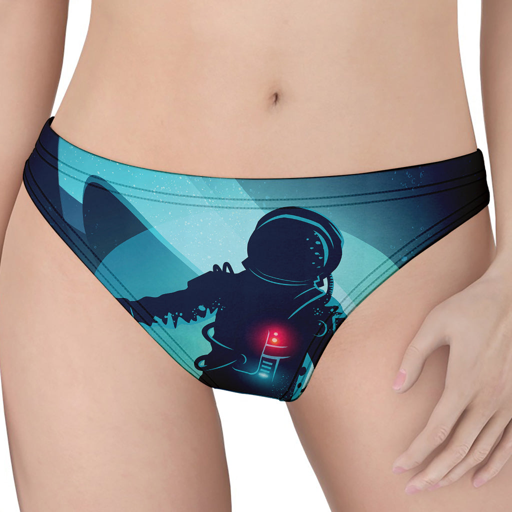 Astronaut Floating Through Space Print Women's Thong