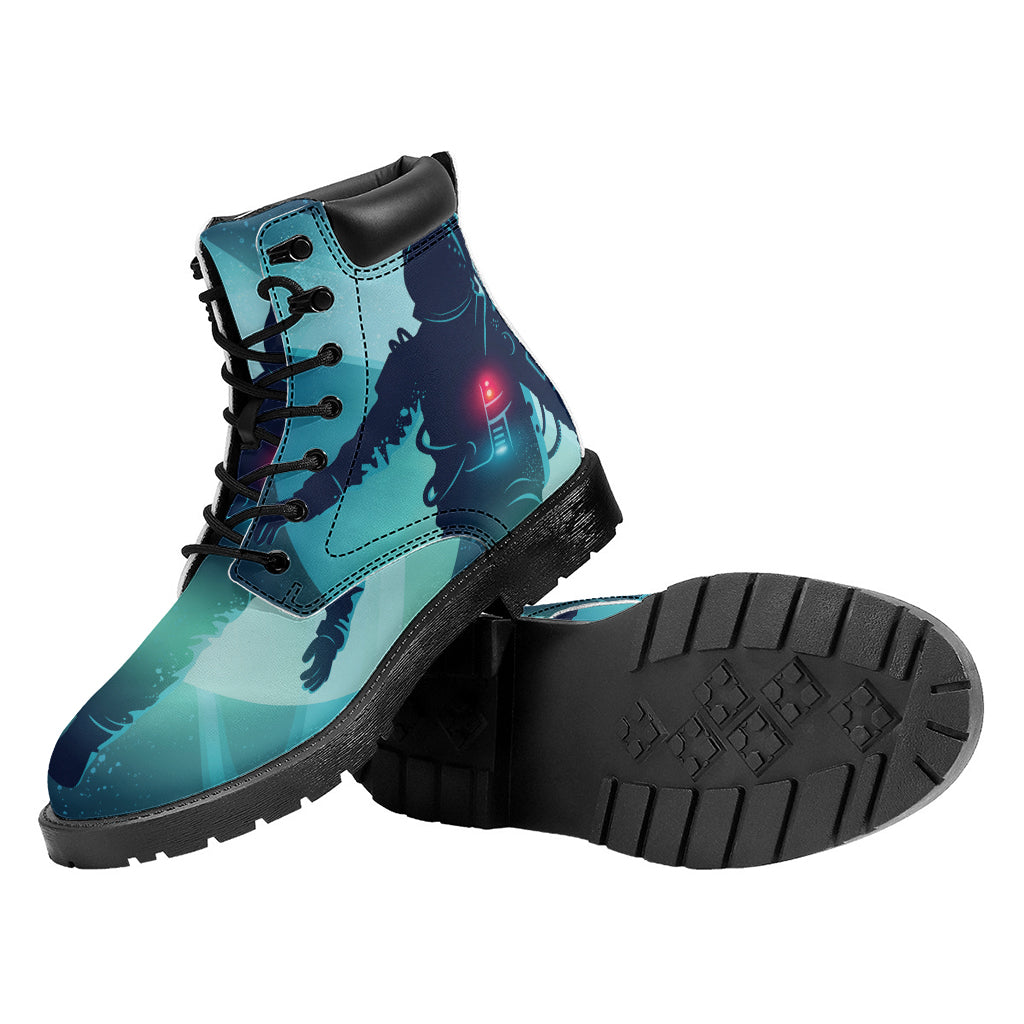 Astronaut Floating Through Space Print Work Boots