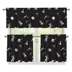 Astronaut In Space Pattern Print 3 Piece Kitchen Curtains