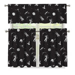 Astronaut In Space Pattern Print 3 Piece Kitchen Curtains