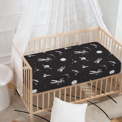 Astronaut In Space Pattern Print Baby Crib Sheet