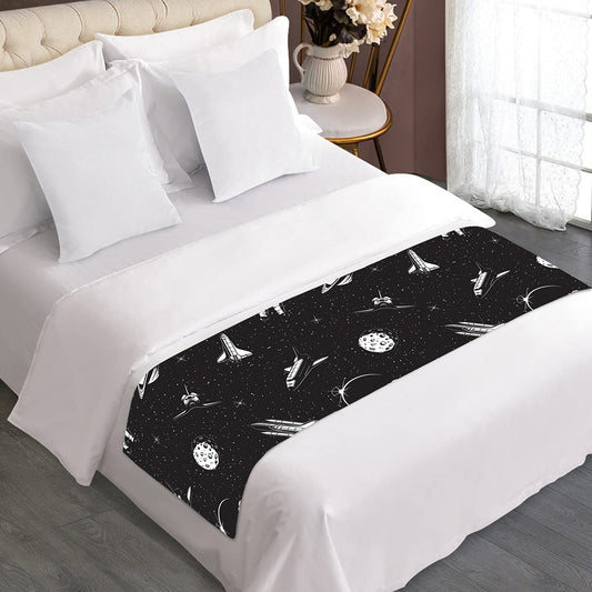 Astronaut In Space Pattern Print Bed Runner