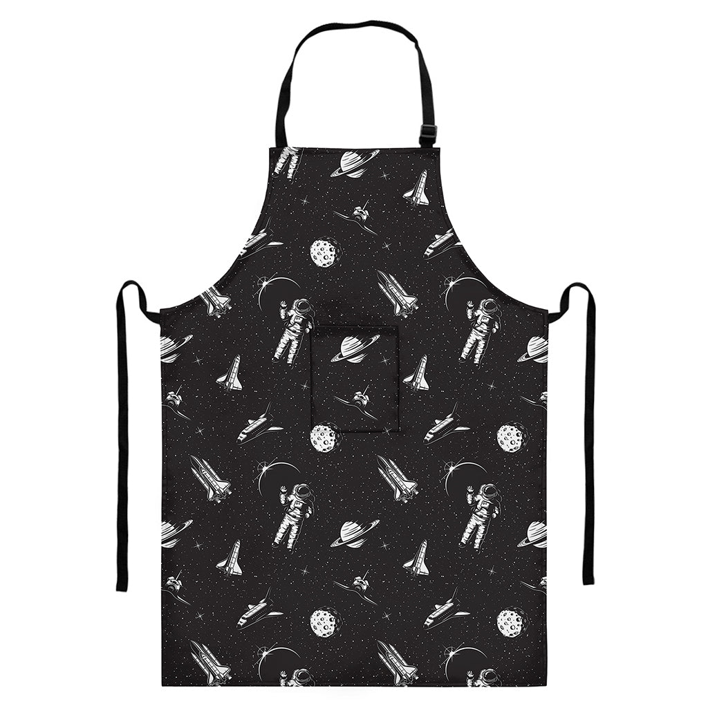 Astronaut In Space Pattern Print Bib Apron With Pocket