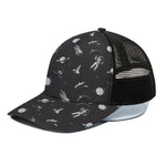 Astronaut In Space Pattern Print Black Mesh Trucker Cap