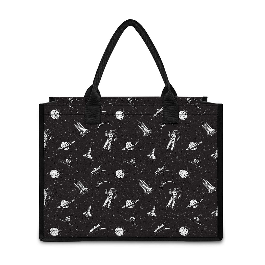 Astronaut In Space Pattern Print Canvas Tote Bag