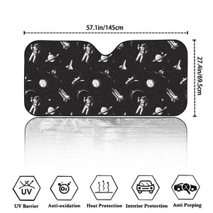 Astronaut In Space Pattern Print Car Windshield Sun Shade