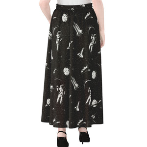 Astronaut In Space Pattern Print Chiffon Maxi Skirt