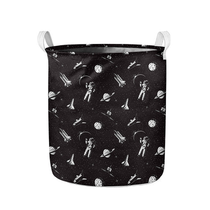 Astronaut In Space Pattern Print Collapsible Laundry Basket