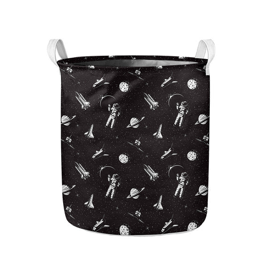 Astronaut In Space Pattern Print Collapsible Laundry Basket