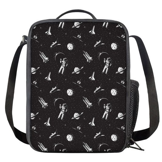 Astronaut In Space Pattern Print Crossbody Lunch Bag