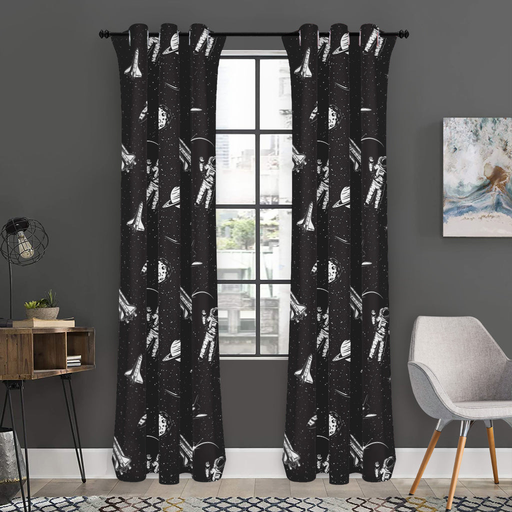 Astronaut In Space Pattern Print Curtain