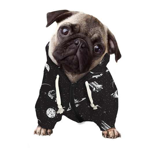 Astronaut In Space Pattern Print Dog Zip Up Hoodie