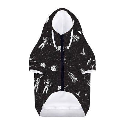 Astronaut In Space Pattern Print Dog Zip Up Hoodie