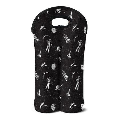 Astronaut In Space Pattern Print Double Neoprene Wine Tote