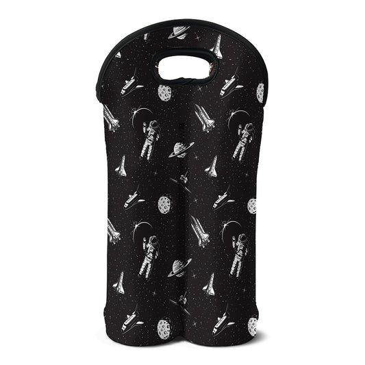 Astronaut In Space Pattern Print Double Neoprene Wine Tote