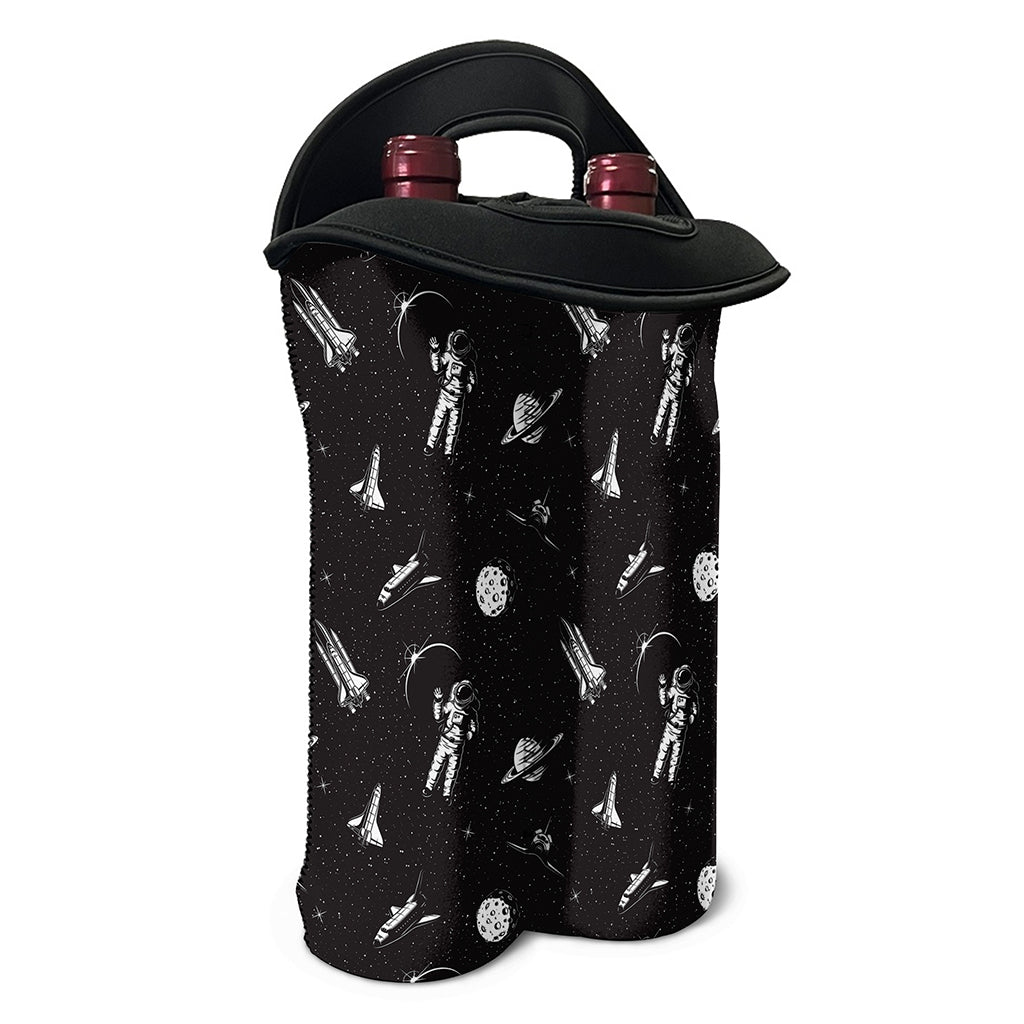 Astronaut In Space Pattern Print Double Neoprene Wine Tote