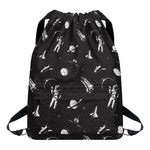 Astronaut In Space Pattern Print Drawstring Backpack