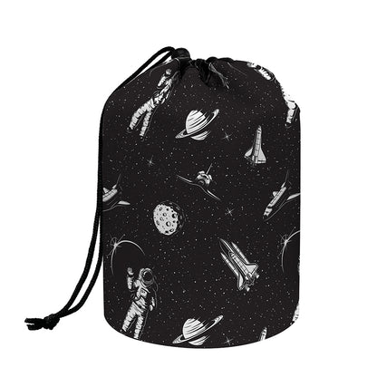 Astronaut In Space Pattern Print Drawstring Makeup Bag