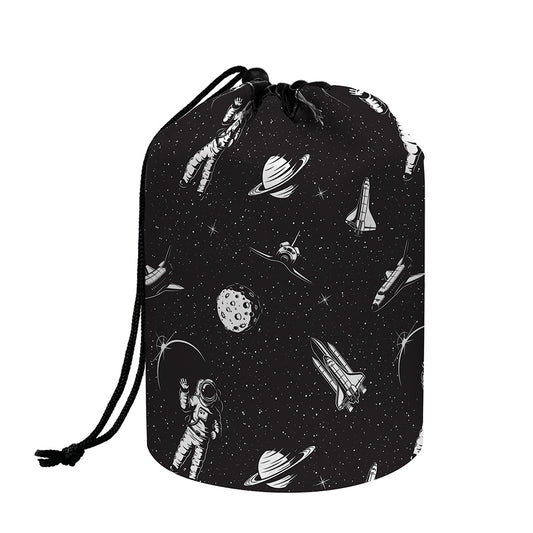 Astronaut In Space Pattern Print Drawstring Makeup Bag
