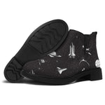 Astronaut In Space Pattern Print Flat Ankle Boots