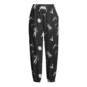 Astronaut In Space Pattern Print Fleece Lined Knit Pants