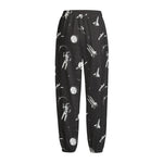 Astronaut In Space Pattern Print Fleece Lined Knit Pants