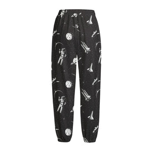 Astronaut In Space Pattern Print Fleece Lined Knit Pants