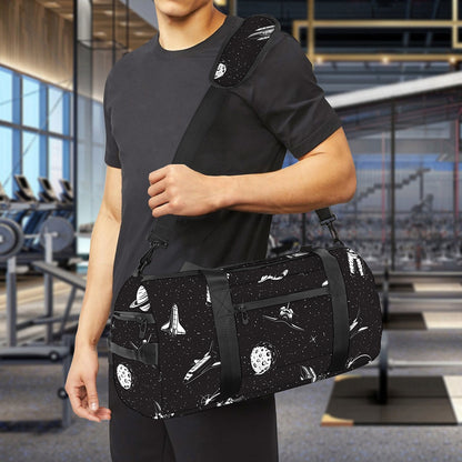 Astronaut In Space Pattern Print Gym Bag