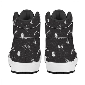 Astronaut In Space Pattern Print High Top Leather Sneakers