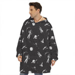 Astronaut In Space Pattern Print Hoodie Blanket