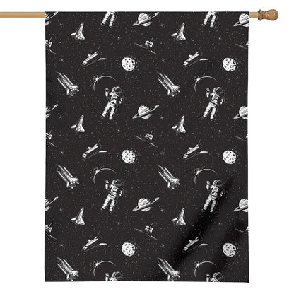 Astronaut In Space Pattern Print House Flag