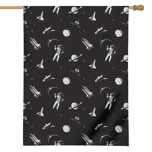 Astronaut In Space Pattern Print House Flag