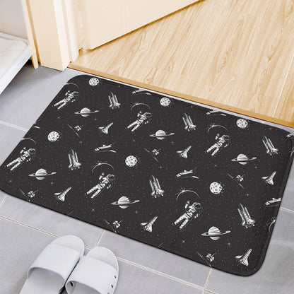 Astronaut In Space Pattern Print Indoor Door Mat