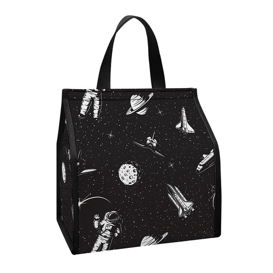 Astronaut In Space Pattern Print Insulated Lunch Tote