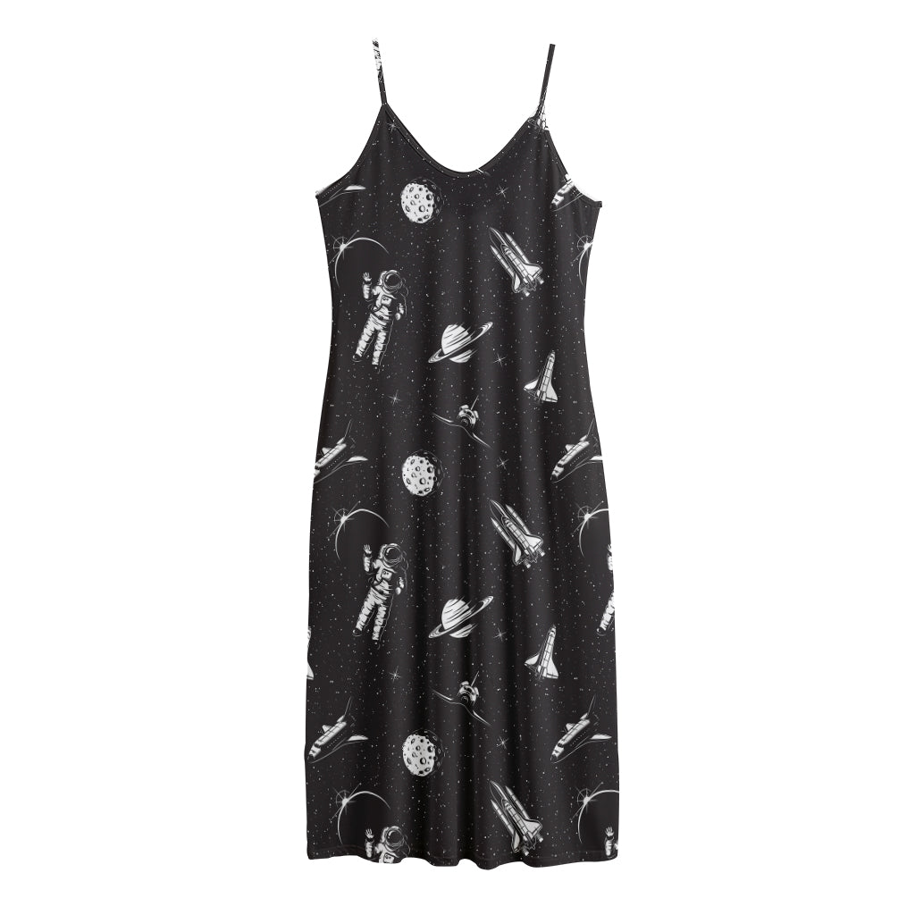 Astronaut In Space Pattern Print Jersey Midi Cami Dress